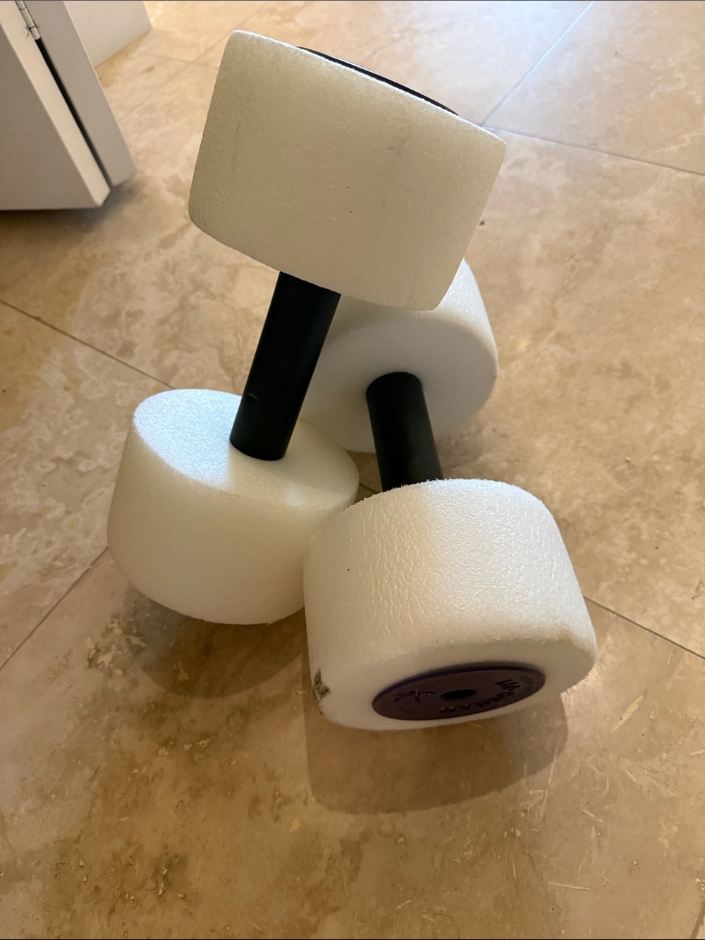Water Aerobics Foam Dumbbells 10# with Black Grip - White